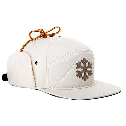 Linehunter LTD Cap - Winter Mütze - Freeride Cap - Wooden Emblem - white